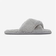 Grey - Jack Wills - Faux Fur Cross Over Slippers