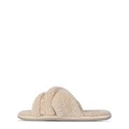 Cream - Jack Wills - Borg Cross Strap Slippers