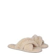 Cream - Jack Wills - Borg Cross Strap Slippers