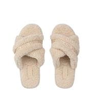 Cream - Jack Wills - Borg Cross Strap Slippers