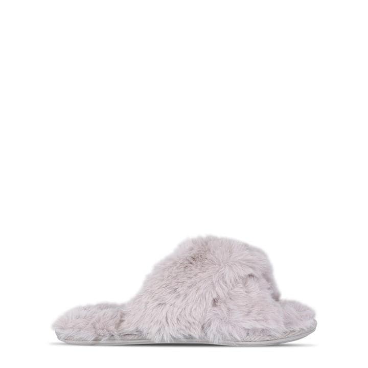 Fluffy Cross Strap Slippers