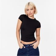 Black - Jack Wills - Second Skin Longline Baby Tee