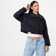 Black - Jack Wills - Quilted Nylon Coat