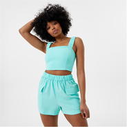 Teal - Jack Wills - Ruched Strap Crop Top