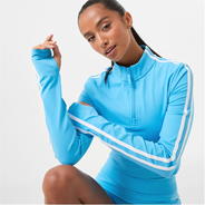 Bright Blue - Jack Wills - Quarter Zip Long Sleeve Crop Top