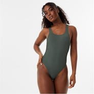 Khaki - Jack Wills - Scoop Back Crinkle Swimsuit