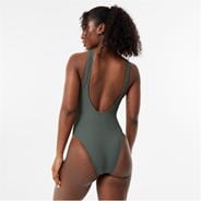 Khaki - Jack Wills - Scoop Back Crinkle Swimsuit