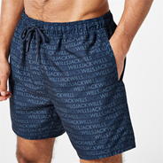 Navy - Jack Wills - Logo Print Swim Shorts