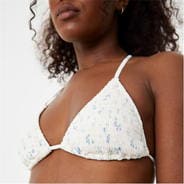 White Ditsy - Jack Wills - Shirred Triangle Bikini Top