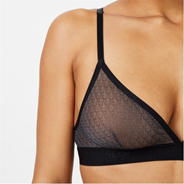 Black JW - Jack Wills - Printed Mesh Triangle Bralette