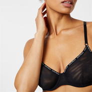 Black - Jack Wills - Mesh Underwire Bra