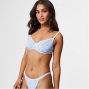 Blue - Jack Wills - Embroidered Lace Underwire Bra