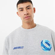 Grey Marl - Jack Wills - Ticket Graphic Crew Sweatshirt