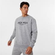 Grey Marl - Jack Wills - Belvue Graphic Logo Crew Neck Sweatshirt