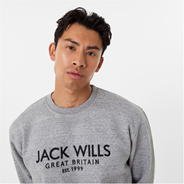 Grey Marl - Jack Wills - Belvue Graphic Logo Crew Neck Sweatshirt