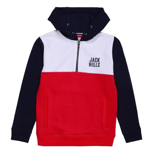 Jack Wills - Kids Colour Block Quarter Zip Hoodie