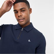 Navy - Jack Wills - Zip Polo T-Shirt