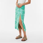 Green Print - Jack Wills - Split Midi Skirt