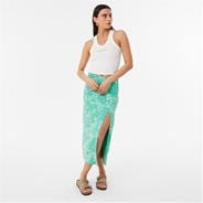 Green Print - Jack Wills - Split Midi Skirt