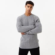 Grey - Jack Wills - Marlow Merino Wool Blend Cable Knitted Jumper