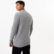 Grey - Jack Wills - Marlow Merino Wool Blend Cable Knitted Jumper