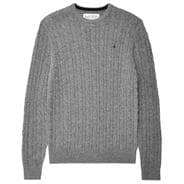 Grey - Jack Wills - Marlow Merino Wool Blend Cable Knitted Jumper