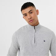 Lt Ash Marl - Jack Wills - Funnel Neck Half Zip Jumper