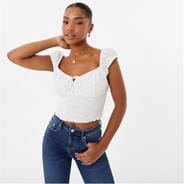 White - Jack Wills - Broderie Prairie Top