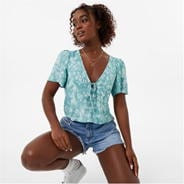 Green Print - Jack Wills - Deep Keyhole Top