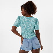 Green Print - Jack Wills - Deep Keyhole Top