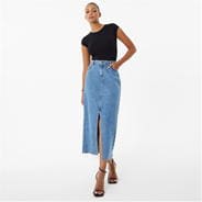 Mid Blue Wash - Jack Wills - Denim Midi Skirt Ld34