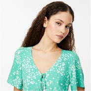 Green Print - Jack Wills - Keyhole Blouse