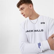 White - Jack Wills - Long Sleeve Graphic Textured T Shirt