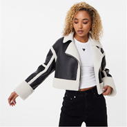 Black/Eggnog - Jack Wills - Borg & PU Aviator Jacket