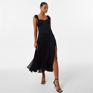 Black - Jack Wills - Shoulder Tie Midi Dress