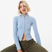 Soft Blue - Jack Wills - Acid Wash Zip Through Top