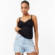 Black - Jack Wills - Lace Trim Cami Vest