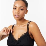 Black - Jack Wills - Lace Trim Cami Vest