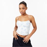 White/Blue Floral - Jack Wills - Frill Cami Top