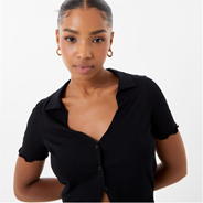 Black - Jack Wills - Ruffled Hem Short Sleeve Shirt