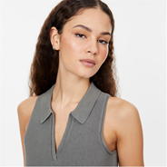 Muted Khaki - Jack Wills - Knitted Polo Crop Top