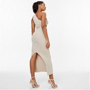 Stone - Jack Wills - Knitted Asymmetric Cut Out Midi Dress