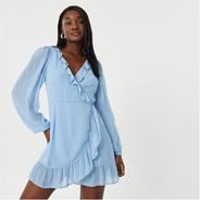 Pale Blue - Jack Wills - Wrap Frill Mini Dress