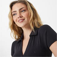 Black - Jack Wills - Ribbed Open Collar Bodysuit