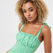 Green Print - Jack Wills - Tie Ruched Mini Dress