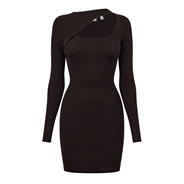 Dark Brown - Jack Wills - Cut Out Ribbed Mini Dress