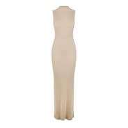 Stone - Jack Wills - High Neck Ribbed Maxi Dress