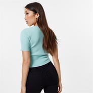 Soft Green - Jack Wills - Knitted Sweetheart Short Sleeve Top